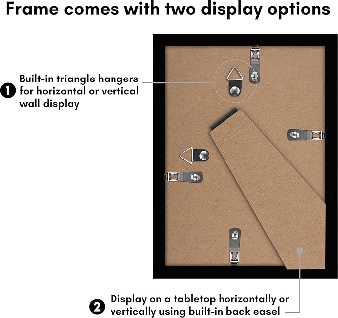 Americanflat 5x7 Picture Frame with Polished Plexiglass - Set of 5 - Use as 4x6 Frame with Mat or Display 5x7 Photo Without Mat - Galleria Collection - Picture Frames for Tabletop and Wall - Black