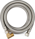 1 Pack Foskan 10FT Stainless Steel Dishwasher Hose With 3/8" Comp x 3/8" MIP 90° Elbow,Flexible Water Line Connector for Standard Dishwashers （10FT）