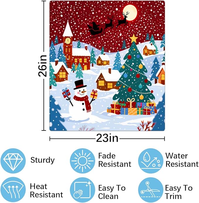 Christmas Night Dishwasher Magnet Cover, 23" W x 26" H Fridge Magnetic Stickers Reuseable Magnet Panel Decal Cover for Washing Machine Fridge Microwave Cabinet Kitchen Christmas Decoration