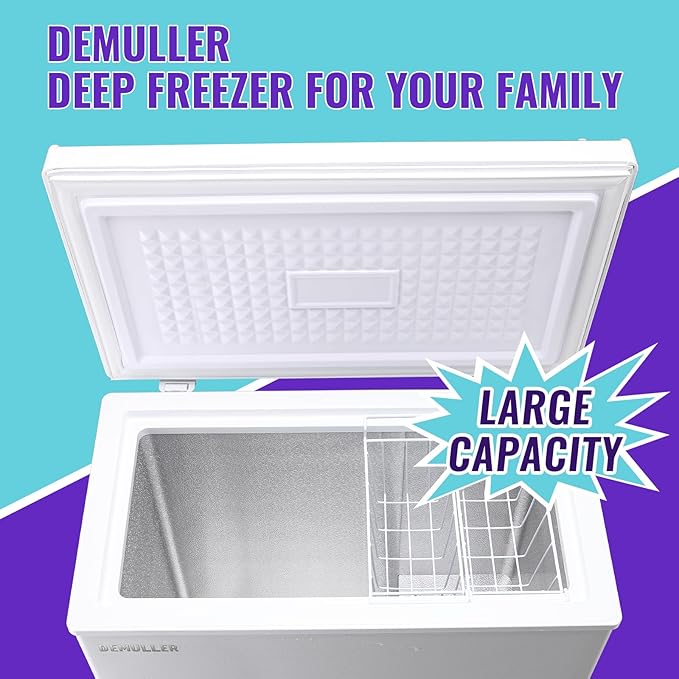 Large Capacity Chest Freezer Ultra-low Temp Compact Deep Freezers (Down to -11.2 ℉) with TWO Removable Baskets Accurate Display of Cabinet Temp Freestanding White