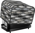 4 Slice Toaster Cover for Kitchen Gray Fish Pattern Waterproof and Dustproof Oxford Fabric Toaster Dust Cover with Side Pockets Decorative Universal Cover for Wide Slot Toasters and Small Appliances