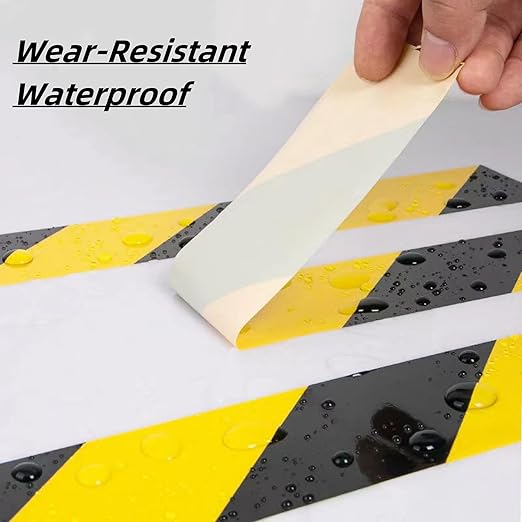 SWRT 2 Roll 2 Inch x 110FT Black & Yellow Hazard Tape Warning Safety Stripe Tape for Floor Marking, Strong Adhesive Wear Resistance Warterproof Caution Tape Roll Ideal for Walls, Floors(2 Roll)