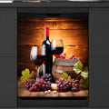 Dishwasher Magnet Cover Red Wine Glass Grapes Wooden Reusable Dishwasher Magnetic Cover Sticker Decorative Dish Washer Door Cover Panel for Home Kitcen Appliance