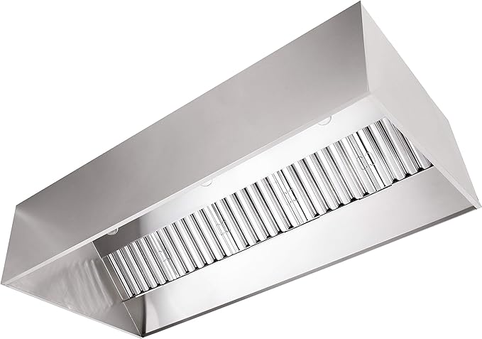 Stainless Steel Commercial Exhaust Only Hood and Rooftop Exhaust Fan System - Includes Hood, Fan, and Roof Curb (7' Wall Exhaust)