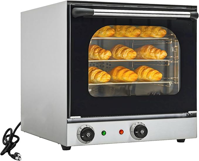 Commercial Covection Oven, 30Qt/28L, Half-Size Electric Convection Oven Contertop, 1750W, Stainless Steel Chamber, 3-Tier Wiring Grids, for Catering, Bakeries, Hotel, CSA Certification