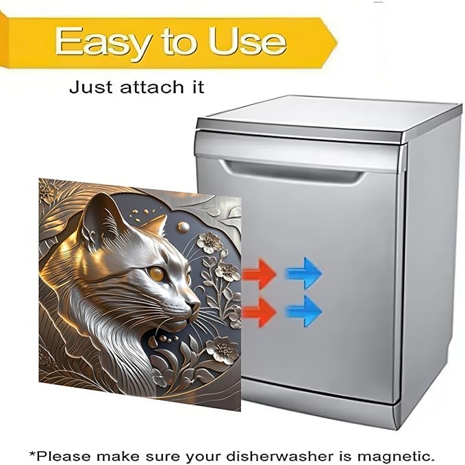 Metal Cat Dishwasher Cover Magnet Kitchen Decor 23x26 Inch Funny Cat Dishwasher Magnet Cover Front Door Panel Decal Sticker for Country Farmhouse Fridge Door Kitchen Decoration