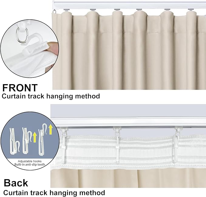 Room Divider Blackout Curtain Track Curtains Wall Dividers Panels Screen for Living Rooms Bedroom Office Privacy Partition Separation, W100 × L84 Inch,1 Panel, Beige