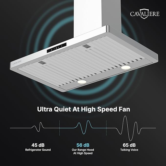 CAVALIERE Digital Wall Mount Range Hood 30 Inch, 3-Year Warranty, Value-Focused 400 CFM, Enhanced Stainless Steel Kitchen Exhaust Fan, LED Light, Baffle Filter, 3 Speed Fan, Touch Control