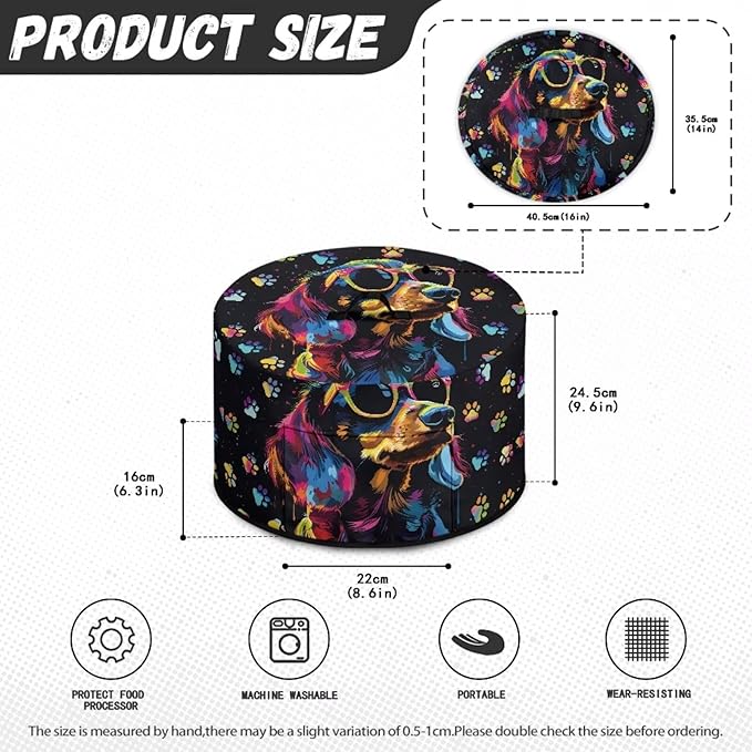 Dachshund Dog Paw Print Slow Cooker Dust Cover with Storage Pocket and Handle Easy to Use Kitchen Appliances Accessory Rice Cooker Cover Fit Most 6/7/8 Quart Air Fryer