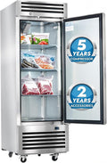 HECMAC 27" Commercial Freezer, 23 Cu.ft Reach-In Upright Fridge with Solid Door, -8 to 0℉, 18-8 Stainless Steel Interior, 3 Shelves, ETL&NSF/ANSI 7 for Restaurant, Bar, Shop, Kitchen Use