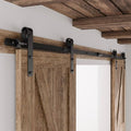 CCJH 11FT Sliding Barn Door Hardware Kit, Heavy Duty, Smoothly and Quietly, Easy to Install, Fit 33" Width Double Door Panel, Basic Style Hangers Black