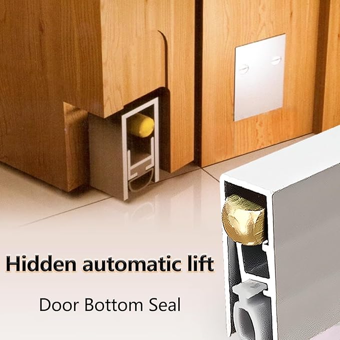 Automatic Door Sweeping Bottom Aluminum Alloy 36-inch Surface Mount Type - Suitable for Door Bottom Sealing Sound Insulation Windproof Dustproof Light Blocking and Small Animal Prevention