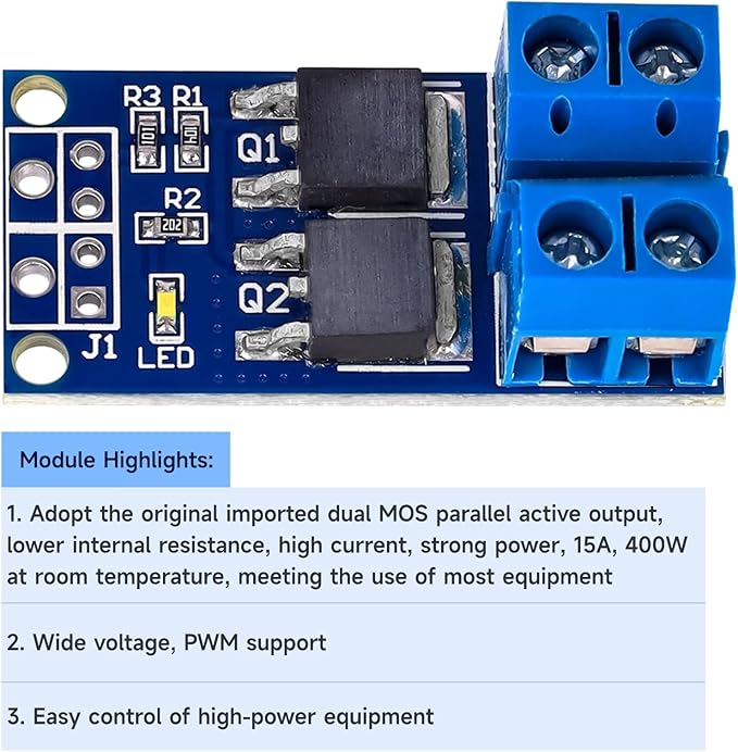 10PCS Motor Controller DC 400W 5V-36V Dual Mosfet High-Power Trigger Switch Drive Module 0-20KHz PWM Adjustment Electronic Switch Control Board Motor Speed Control Lamp Brightness Control