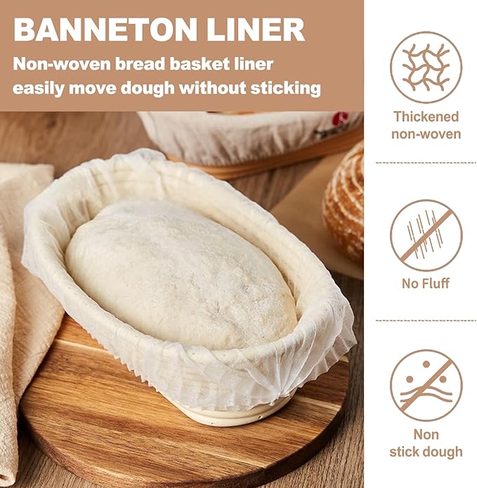 200 Pcs Banneton Liner,Banneton Bread Proofing Basket Non Woven Liners Non-Stick Dough,Bread Proofing Cover,Elastic Banneton Basket Liner,Sourdough Bread Baking Supplies