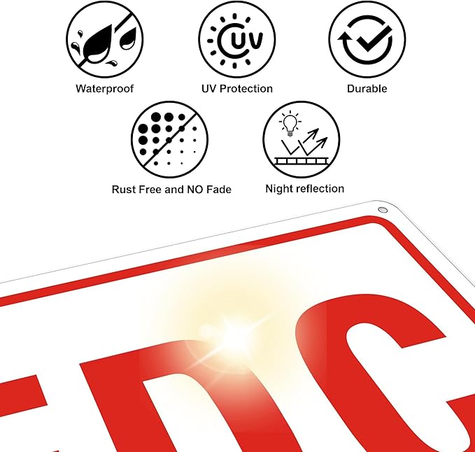 FDC Sign, 2 Pack Outdoor Aluminum Metal Sign, FDC Signs for Fire Department Connection, UV Protected Weather Resistant and Easy to Install (White Color, 10 x 7 inches)