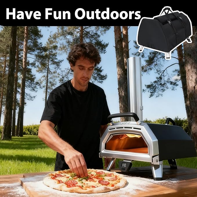 Carry Cover for Ooni Karu 16 and Karu 2 Pro Pizza Oven with Separate Chimney Bag, Heavy Duty Waterproof Pizza Maker Cover with Bottom Straps for Fixation, Karu 16/2 Pro Accessories