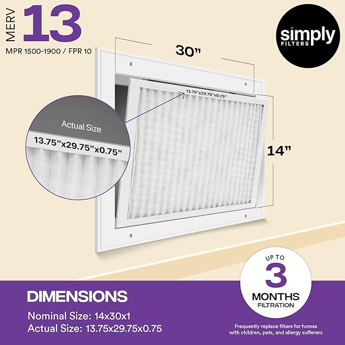 Simply 16x24x1 Air Filter, Merv 8, MPR 600, 6 Pack, Furnace Air Filter for HVAC (Actual Size: 15.75"x23.75"x0.75") DUST, Pet, & Allergy Control