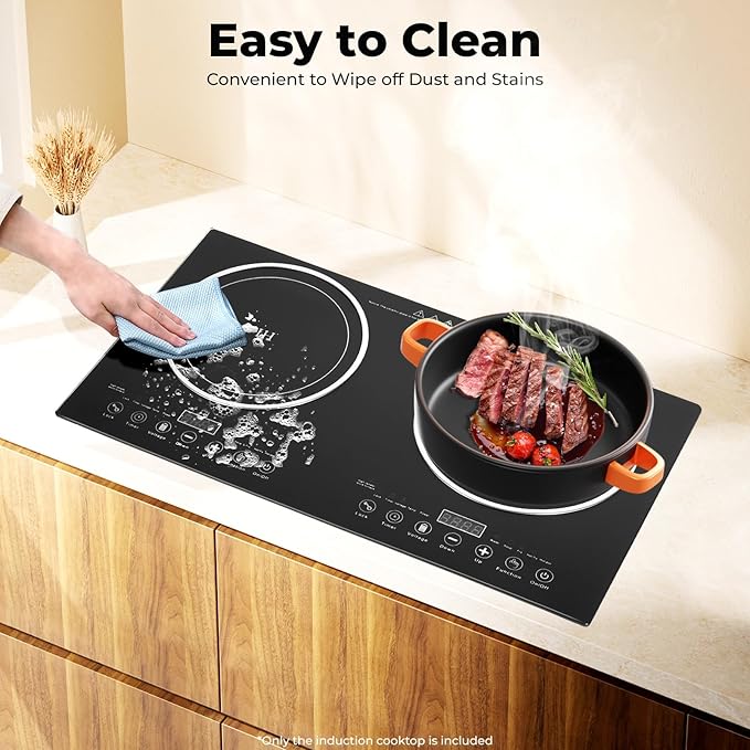 Double Burner Induction Cooktop 2400W Portable Electric Stove With Horizontal Design Fast Heating Perfect For Home Kitchen Apartment Restaurant Camping Caravan And Party Use