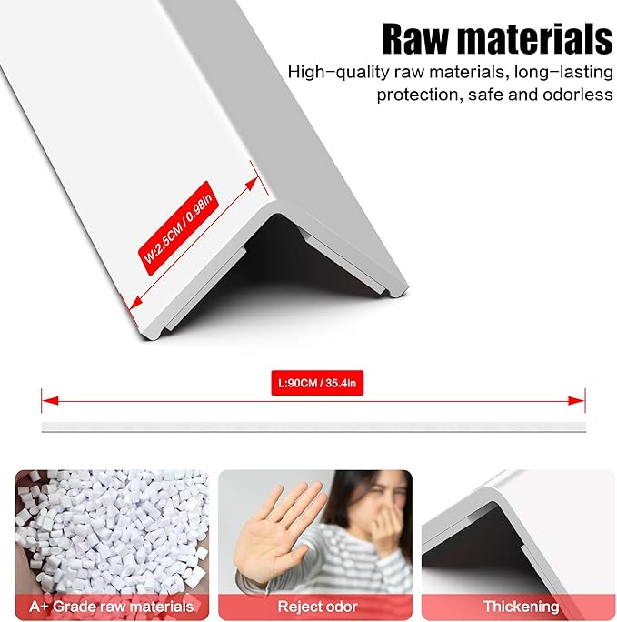 ‎Frychee Wall Corner Protector, Walls Edge Protector，Self-Adhesive Wall Corner Guards,PVC Double Side Edge Protector， Furniture Stairs Guard (2, 2.5x90cm/0.98x35.4in)
