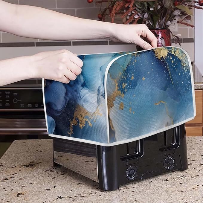 Blue Marble 2 Slice Toaster Dust Cover with Top Handle for Kitchen Decor Small Appliance Bread Toaster Oven Cover Bakeware Protector Keep off Food Stains