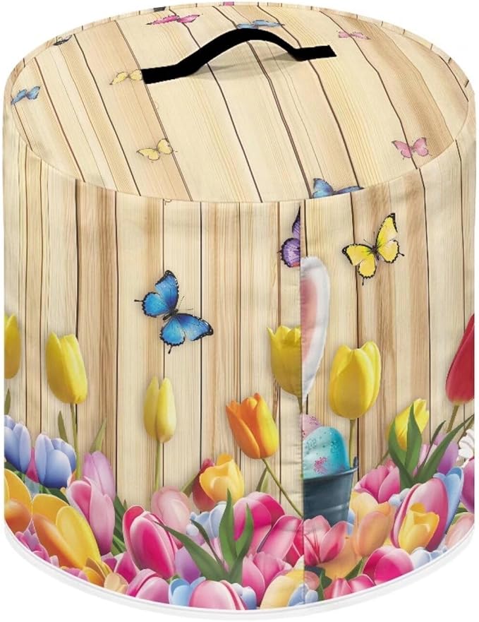 Rabbit Tulip Butterfly Print Appliance Cover Dust Cover for 8 Quart Electric Pressure Cooker Easter Decoration Rice Cooker Cover for Air Fryer Dustproof Protective Cover Bag