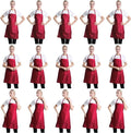Total 15 PCS Deep Red Plain Deep Red Bib Apron for Women Men Adult with 2 Front Pockets-Painting Baking Cooking Kitchen Apron for Women Girls-(Wine,15pcs)