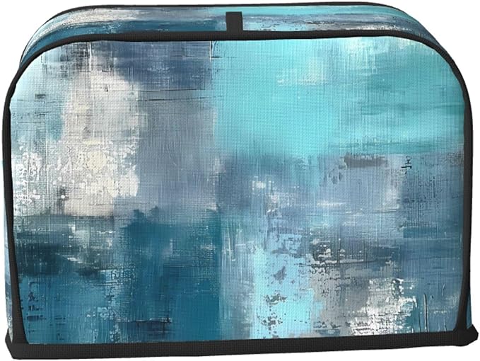 Toaster Cover 2 Slice Teal Turquoise Art Texture Waterproof Appliance Cover with Hang Loop Bread Baker Toaster Cover for Kitchen
