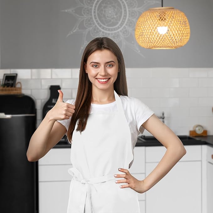 Aprons for Men - 100% Polyester Chef Apron Women with Extra Long Ties - Cooking Aprons for Women & Mens Apron