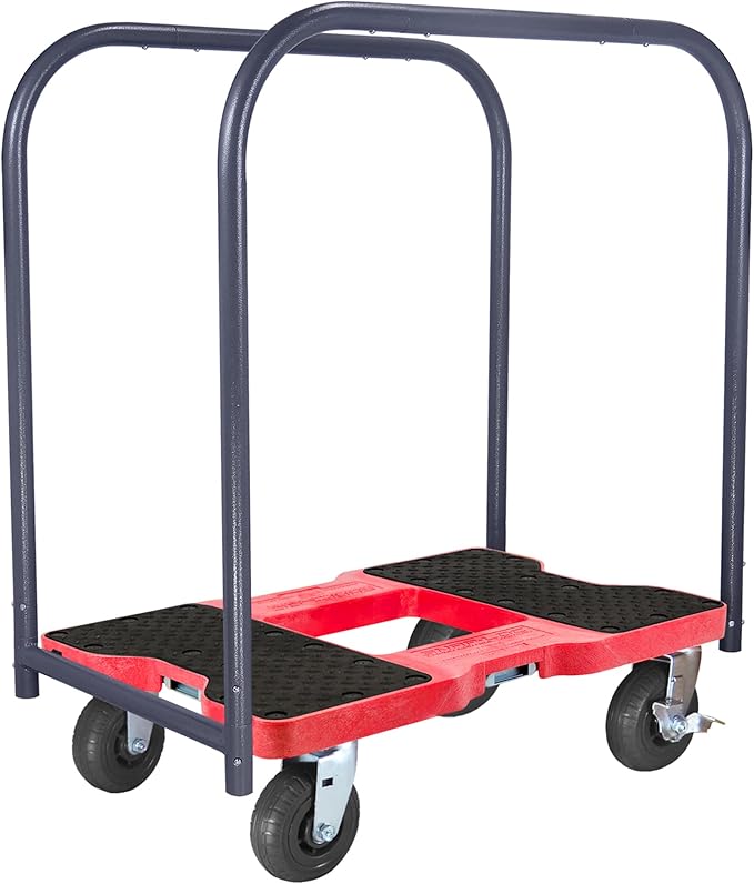 SNAP-LOC, All Terrain, 4 Wheel Dolly Heavy Duty Build, Dolly Cart, 6 Inch Casters, E Strap Attachment Included, 1,600 lb Capacity, Made in USA, Red