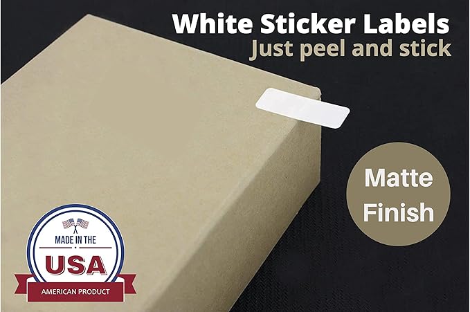 White Printable Labels Sheets + Bonus Color Labels Produce Excellent Results with Standard Laser Printer-Template Included! White Rectangular Stickers (1" x 0.375") - 7850 Pack