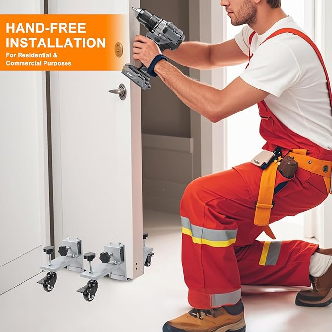 2PCS Door Installation Tool Kit,Heavy Duty Door Lifter Dolly for 1-3/8" to 2-1/2" Pre-Hung, Slab, Front Doors,Steel Door Dolly Installation Tools for Commercial & Residential Use