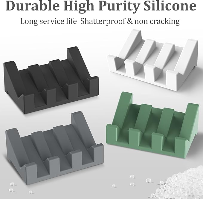 Silicone 3PCS Extended Soap Dishes with Drainage - Self Draining Shower Soap Bar Holder Keep Soap Dry Clean