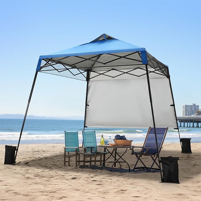 MFSTUDIO 8x8 Pop up Canopy Tent, Gazebo Shelter Sun Shade Canopies Patio Portable Popup Tents Easy Setup Waterproof with 6x6ft Top,1 Sidewall, for Beach,Parties,Picnics