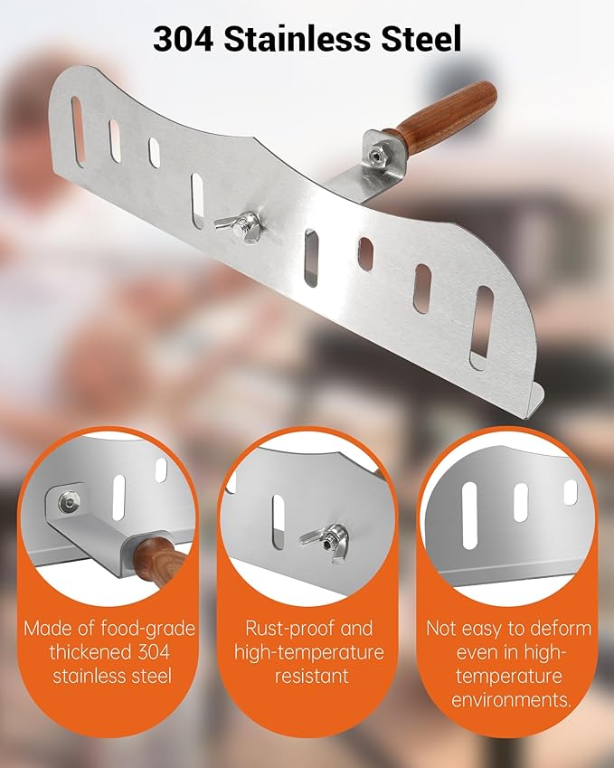 Oven Baffle Door Bracket, Compatible with All Dome Pizza Oven, 304 Stainless Steel Baffle Door with Wooden Insulated Handles
