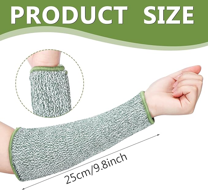 Sintege 3 Pairs Arm Protectors for Thin Skin and Bruising Cut Resistant Forearm Sleeve Level 5 Arm Burn Protection Sleeve (9.8 Inch,Black, Grey, Green)
