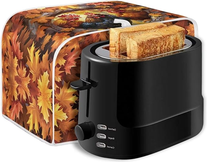 UNICEU Maple Leaf Rooster Print Toaster Cover 2 Slience Fingerprint Protection for Bread Maker Kitchen Small Appliance Protection Home Decor
