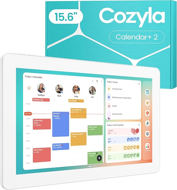 Cozyla Mate Calendar+ 2: 15.6" Digital Calendar Wall Touch Screen Chore Chart Customizable Dashboard Smart Electronic Display for Family Schedules Meal Plan All App Support Wall Mount Planner for 2026