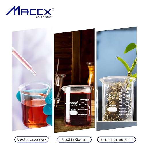 34oz(1000ml) New Upgraded Glass Beakers, Heavy Duty Lab Beaker,3.3 Borosilicate with Double Scale, HDBK1K0-001