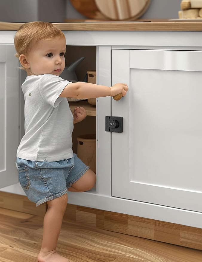 Keyless Combination Cabinet Lock, Anti-Pry 3-Digit Security for Swinging/Sliding Door, Drawer, Cupboard, Locker, Closet, Child Safety, Easy Installation (Black, 1 Pack)