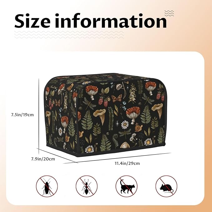 Vintage Witch Leaves Plant Mushroom 2 Slice Toaster Cover, Waterproof Toaster Dust Cover Bread Maker Protective For Small Kitchen Appliance Dining Room Home Table Decor Gifts