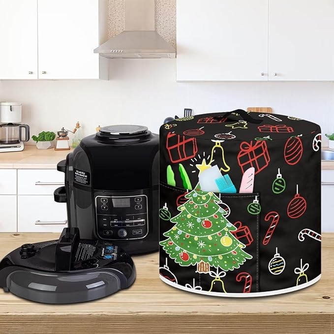 Christmas Tree Dust Cover Instant Pot and Extra Accessories Dust Proof Easy to Clean Pressure Cooker Cover Electric Appliance Cover Air Fryer Accessories with Storage Pocket Size M