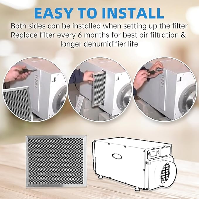 1830 5443 Washable MERV 8 Dehumidifier Replacement Filter Compatible with Whole-House Dehumidifiers 1850 1852 and Ventilation Models 8192 1819 Size 10 x 12 x 1 inch 2 Packs