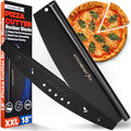 KitchenStar 18-Inch Pizza Cutter Rocker Blade - Sharp Stainless Steel Slicer Knife, Protective Cover, Black Nonstick, Extra Large - Commercial Pizza Oven Accessories