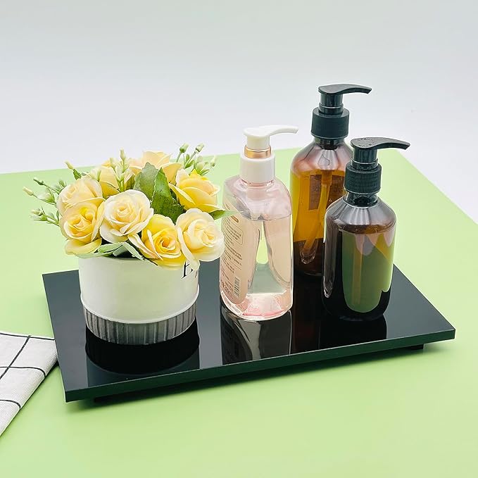 Acrylic Soap Tray, Soap Pedestal Stand Sink Tray for Kitchen Bathroom Counter, Black