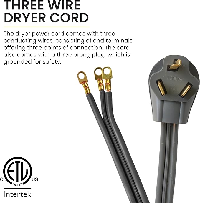 Go Green Power Inc. GG-27104 4’ 3-Wire Dryer Cord, 20 Amps, 4 Ft