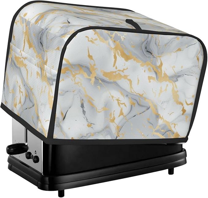 Toaster Cover 2 Slice with Pockets, Geometric Marble Texture Print Kitchen Accessories Decor Bread Maker Oven Protector Covers Dust Proof Fingerprint Covers