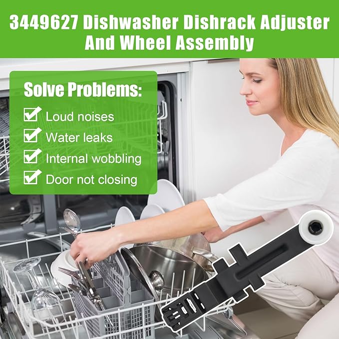 W10571738 Dishwasher Upper Dishrack Adjuster and Wheel Assembly Replacement for Whirlpool Maytag Dishwasher PS11756470, WPW10571738,AP6023130, 3449627 (4pack)
