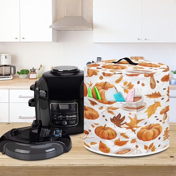 Pumpkin Pressure Cooker Cover Instant Pot Accessories Instant Pot Kitchen Appliance Dust Cover with Pockets for Rice Cooker Air Fryer Slow Cooker Dust Covers for Kitchen Size L