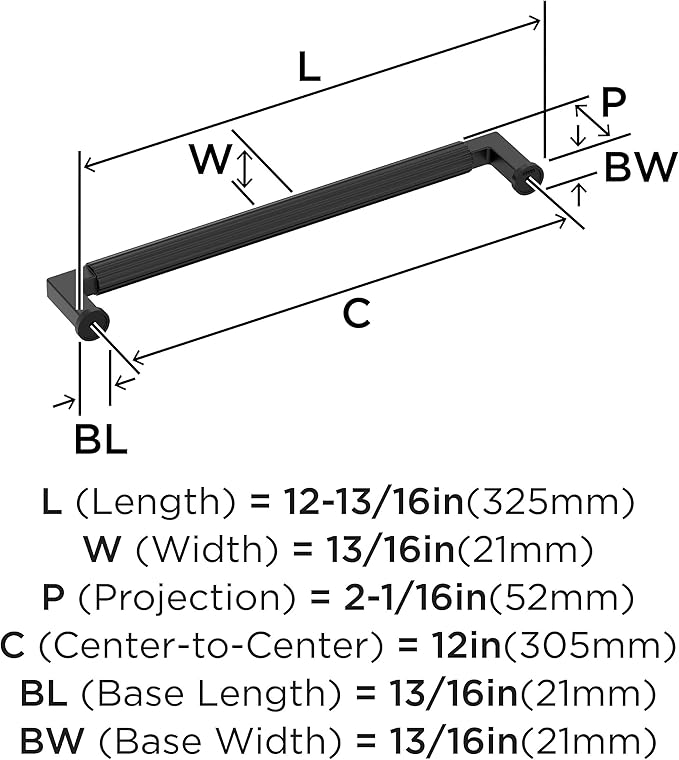 Amerock Ballard 12 inch (305mm) Center-to-Center Matte Black Appliance Pull, BP37650MB