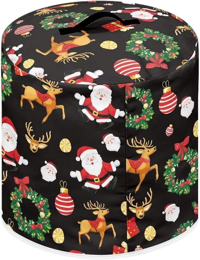 Cartoon Santa Claus Dust Cover Instant Pot and Extra Accessories Dust Proof Easy to Clean Pressure Cooker Cover Electric Appliance Cover Air Fryer Accessories with Storage Pocket Size S